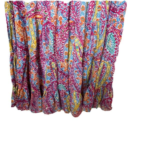 Ralph Lauren Cotton Tiered Maxi Skirt Pink Paisley Boho Beach Size XS / S - 30” - Picture 5 of 10